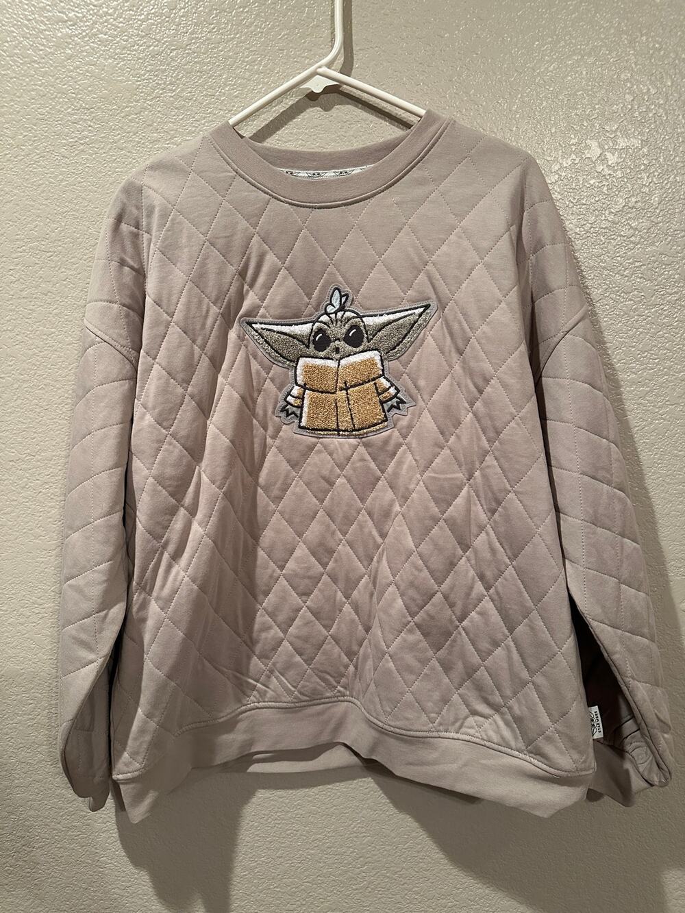 NWT Disney Parks Star Wars Tan Quilted Patch Grogu sz L